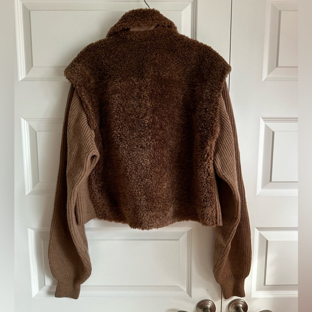 Maje Belia Faux Fur Jacket in Brown NWT Size‎ 40 Large - Picture 5 of 10